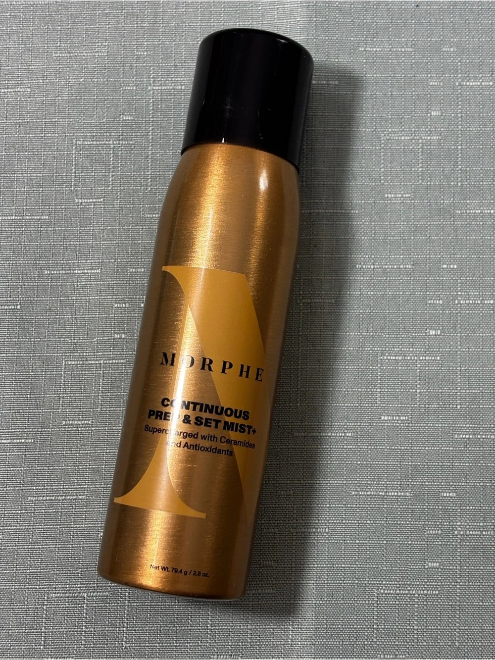 Morphe Continuous Prep & Set Mist in Metallic Gold with Black Cap